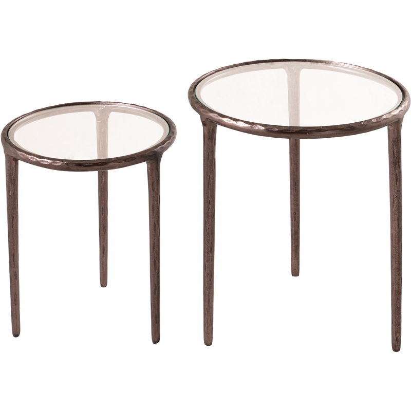 Meridian Furniture Evren Glass Top 2pc Nesting End / Side Table