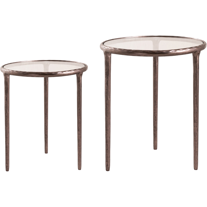 Meridian Furniture Evren Glass Top 2pc Nesting End / Side Table
