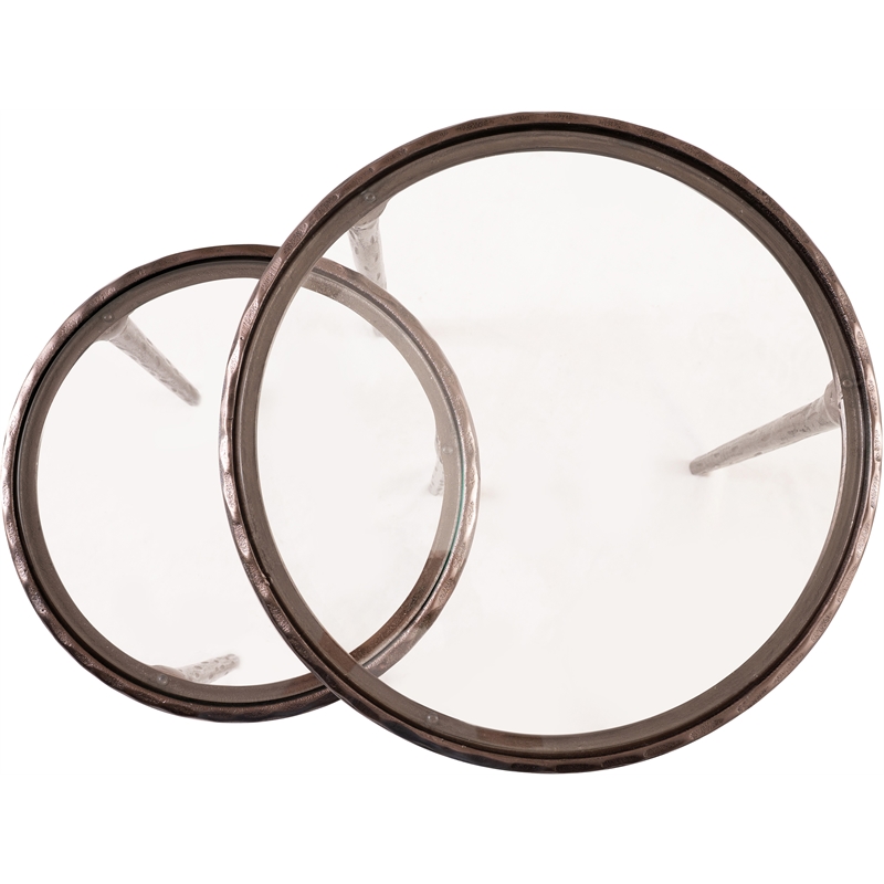 Meridian Furniture Evren Glass Top 2pc Nesting End / Side Table