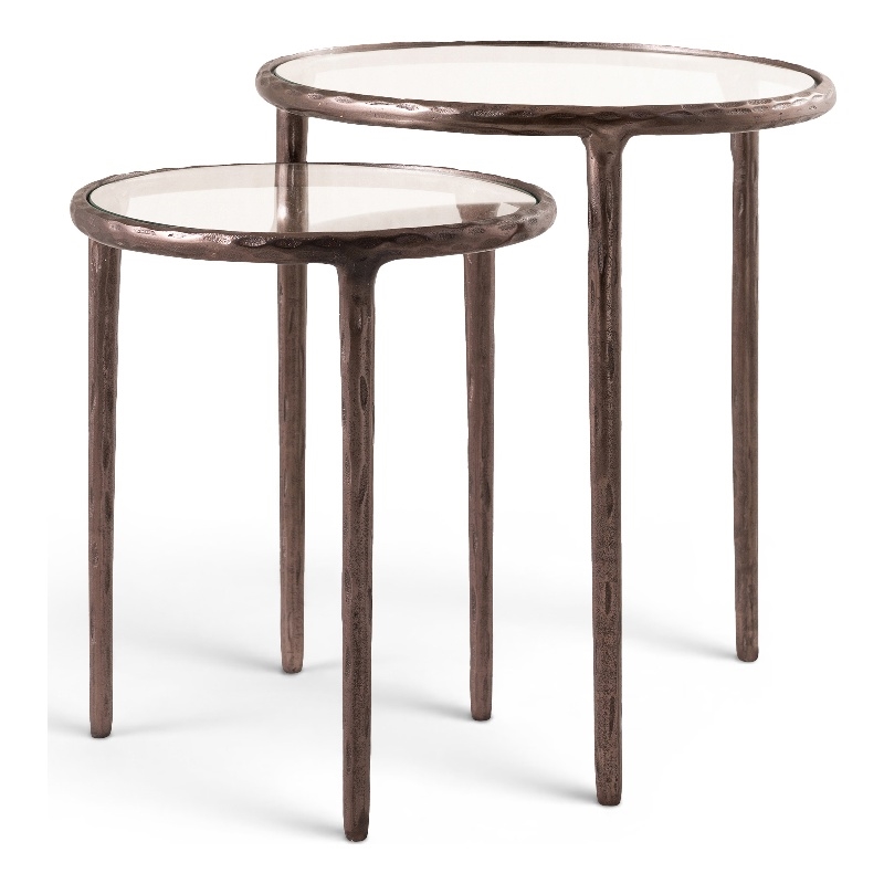 Meridian Furniture Evren Glass Top 2pc Nesting End / Side Table
