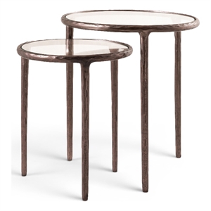 Meridian Furniture Evren Glass Top 2pc Nesting End / Side Table