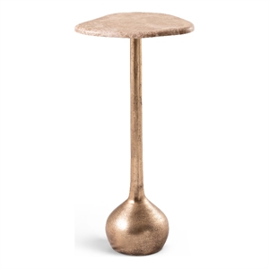 Meridian Furniture Vireo Beige Genuine Marble Top And Aluminum Base Drink Table