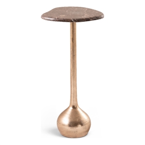 Meridian Furniture Vireo Brown Genuine Marble Top And Aluminum Base Drink Table