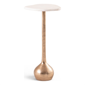 Meridian Furniture Vireo White Genuine Marble Top And Aluminum Base Drink Table