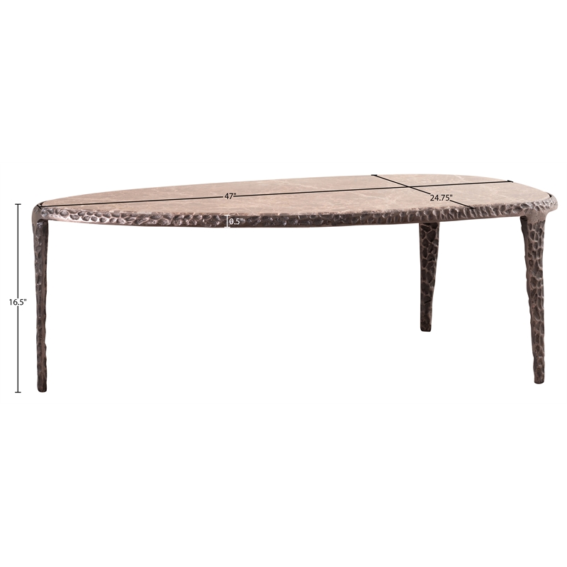 Meridian Furniture Gild Brown Genuine Marble Top And Aluminum Base Coffee Table