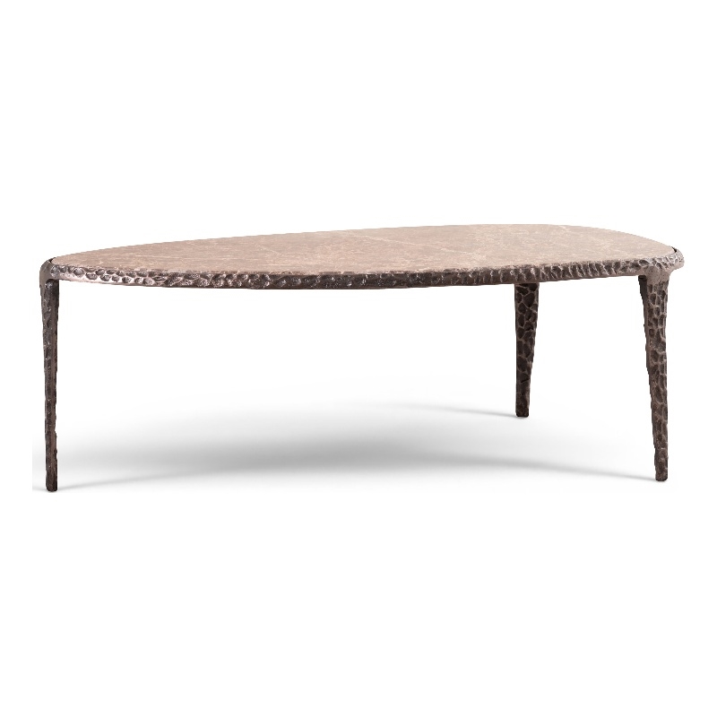 Meridian Furniture Gild Brown Genuine Marble Top And Aluminum Base Coffee Table