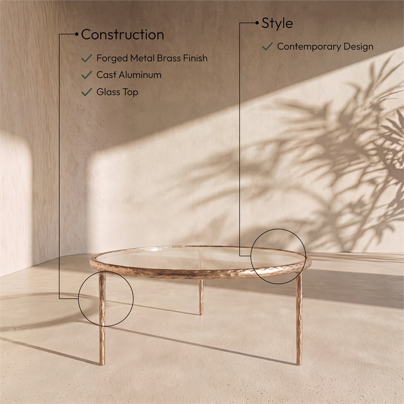 Meridian Furniture Evren Glass Top And Aluminum Base Coffee Table