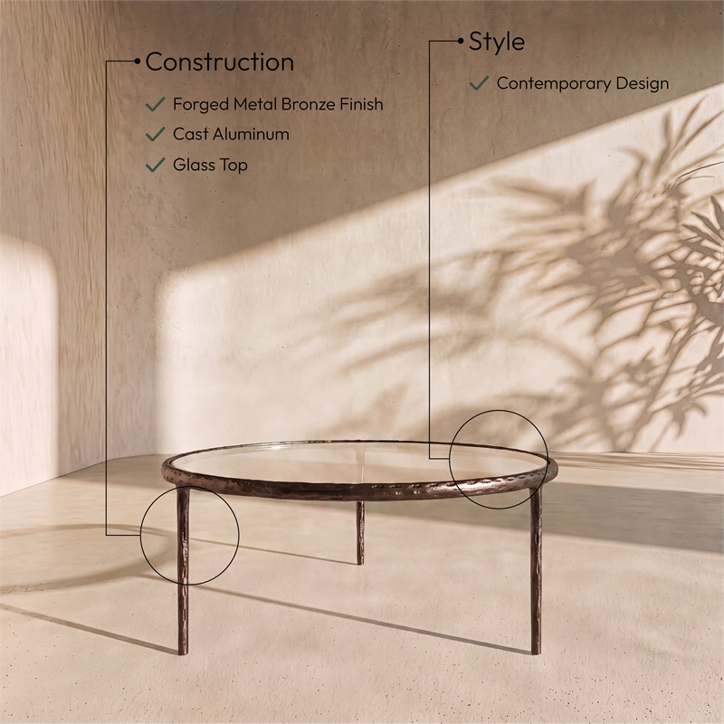 Meridian Furniture Evren Glass Top And Aluminum Base Coffee Table
