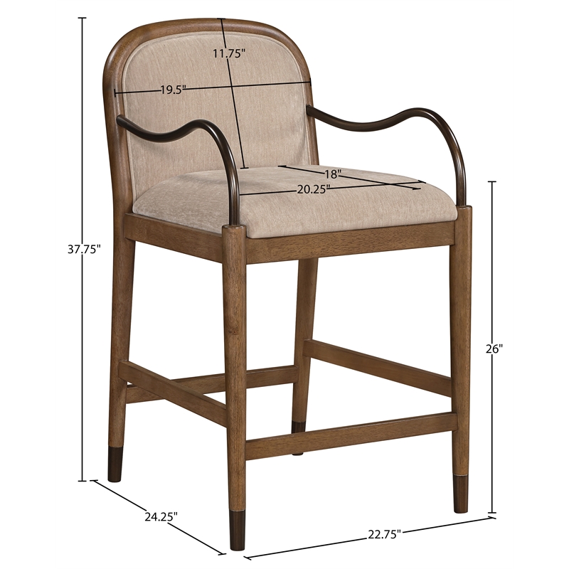 Meridian Furniture Cambria Beige Fabric Counter Stool