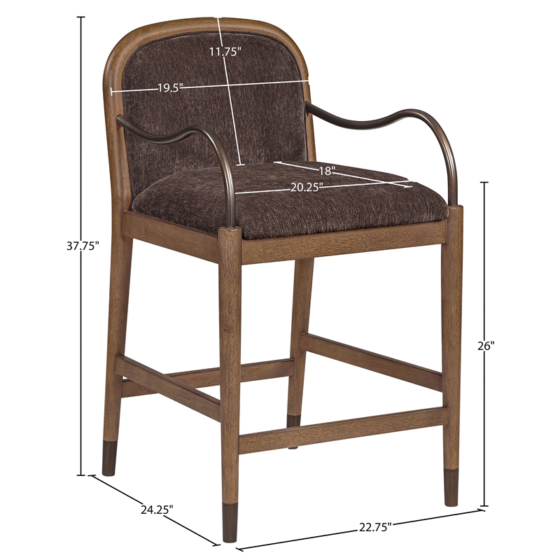 Meridian Furniture Cambria Brown Fabric Counter Stool