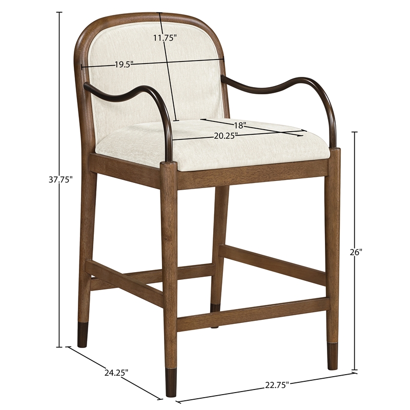 Meridian Furniture Cambria Cream Fabric Counter Stool