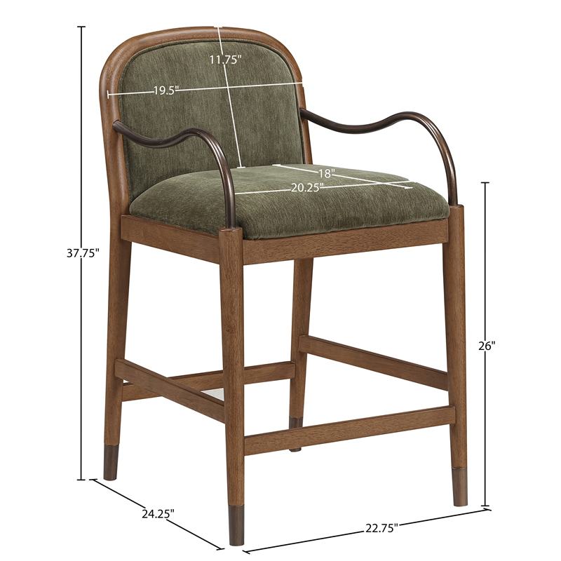 Meridian Furniture Cambria Green Fabric Counter Stool