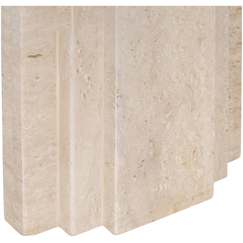 Meridian Furniture Caldera Travertine And Linen Textured Fabric Table Lamp