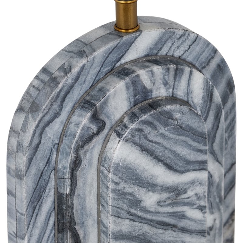 Meridian Furniture Caldera Grey Genuine Marble And Fabric Table Lamp