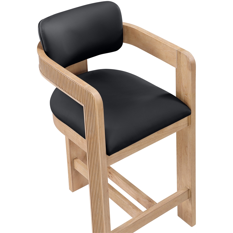 Meridian Furniture Sacha Black Vegan Leather Upholstered Counter Stool