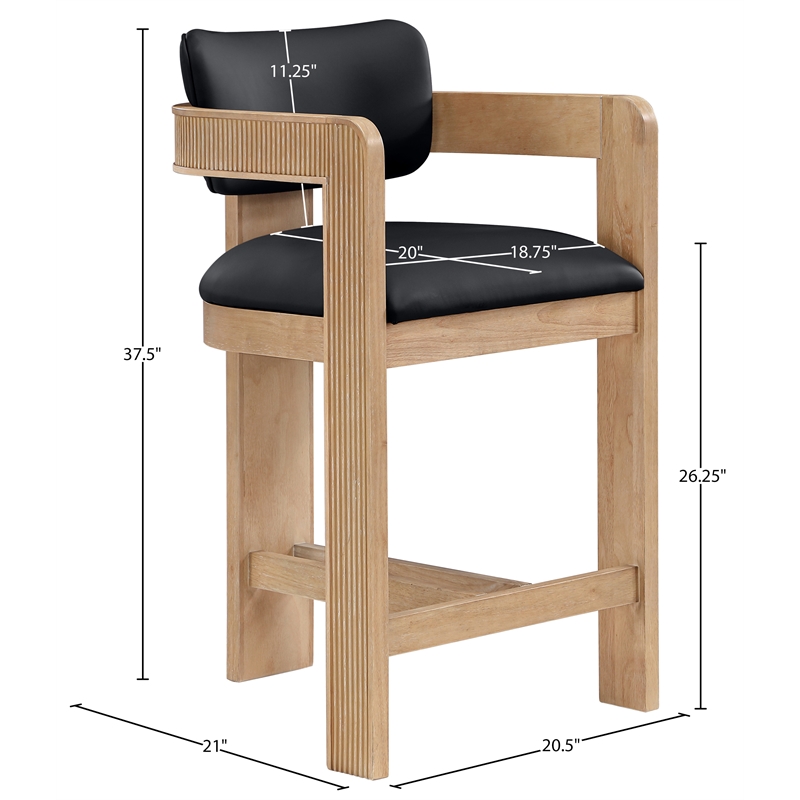 Meridian Furniture Sacha Black Vegan Leather Upholstered Counter Stool