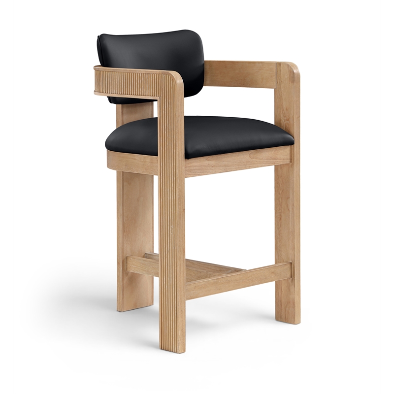 Meridian Furniture Sacha Black Vegan Leather Upholstered Counter Stool