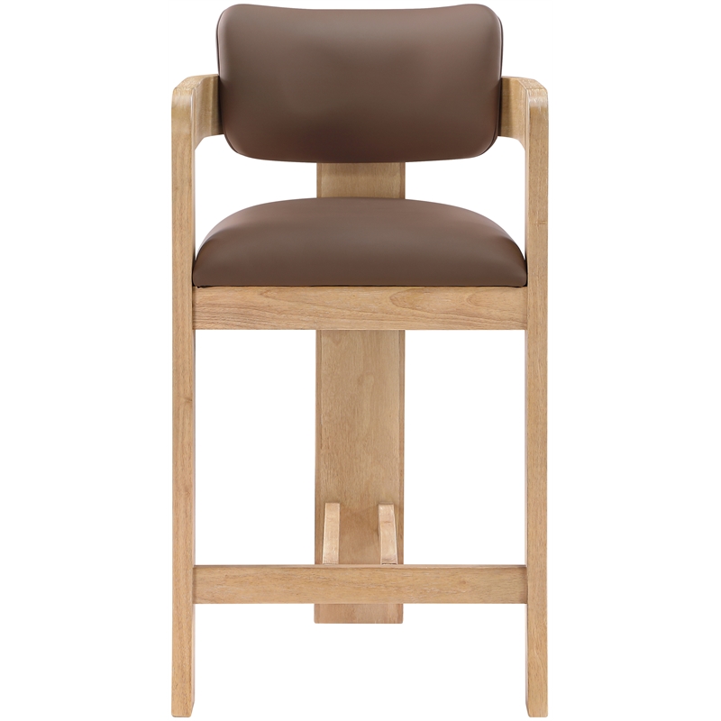 Meridian Furniture Sacha Brown Vegan Leather Upholstered Counter Stool