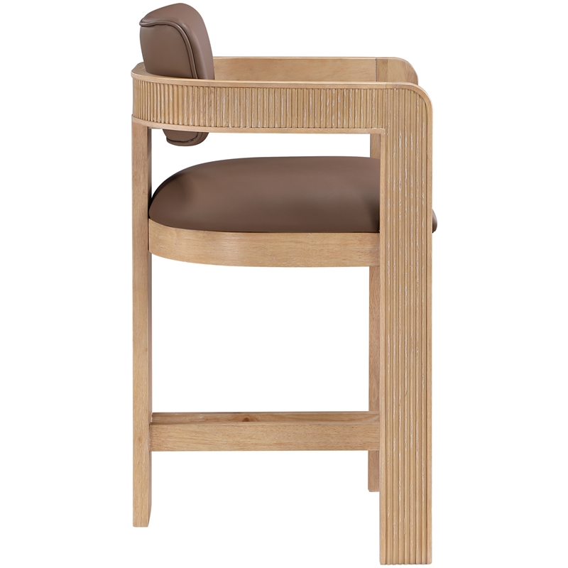 Meridian Furniture Sacha Brown Vegan Leather Upholstered Counter Stool