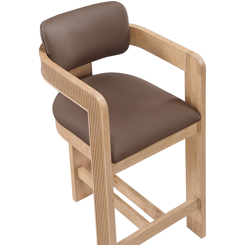 Meridian Furniture Sacha Brown Vegan Leather Upholstered Counter Stool
