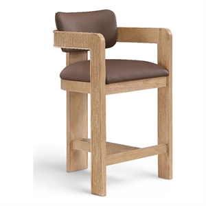 Meridian Furniture Sacha Brown Vegan Leather Upholstered Counter Stool