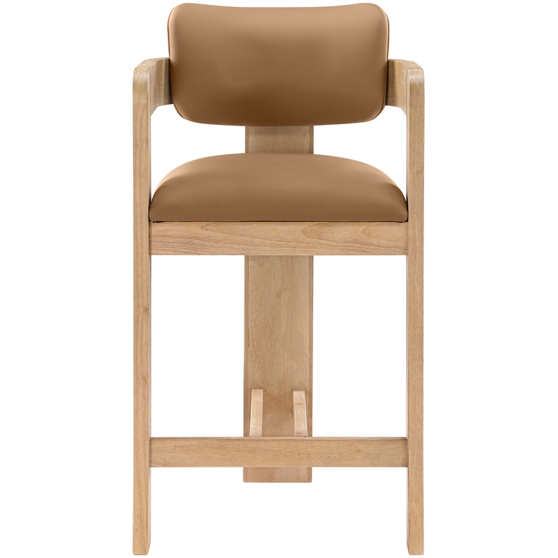 Meridian Furniture Sacha Cognac Vegan Leather Upholstered Counter Stool