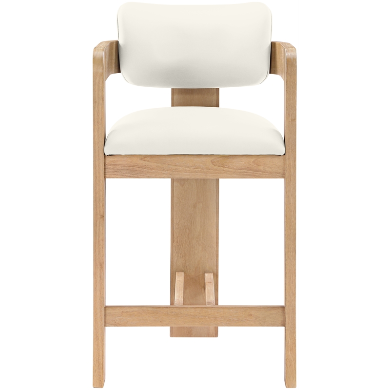 Meridian Furniture Sacha Cream Vegan Leather Upholstered Counter Stool