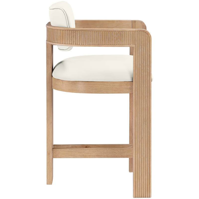 Meridian Furniture Sacha Cream Vegan Leather Upholstered Counter Stool