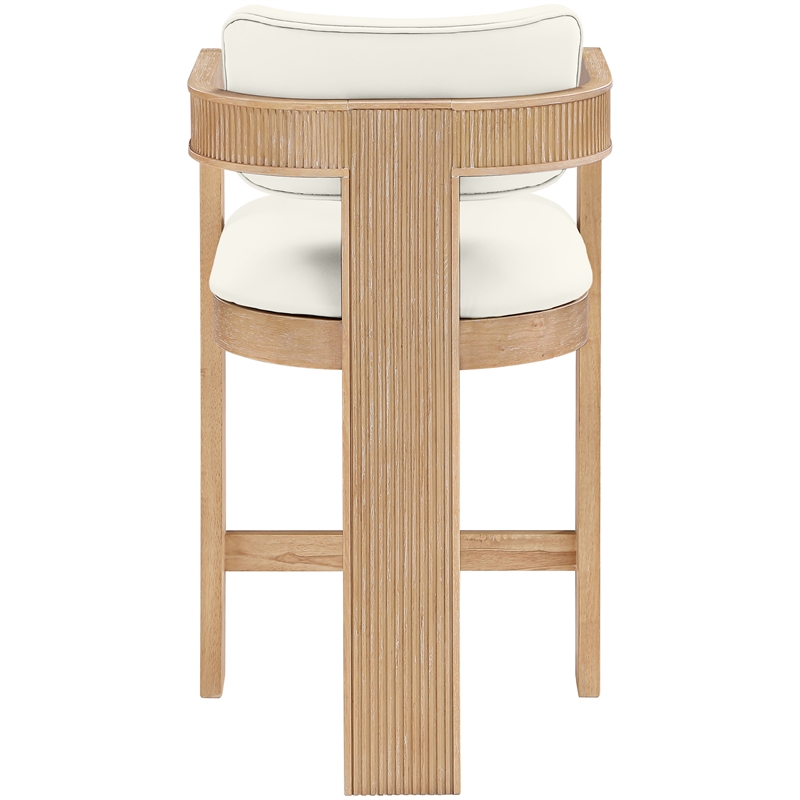 Meridian Furniture Sacha Cream Vegan Leather Upholstered Counter Stool