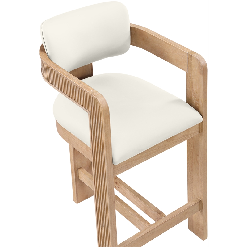 Meridian Furniture Sacha Cream Vegan Leather Upholstered Counter Stool