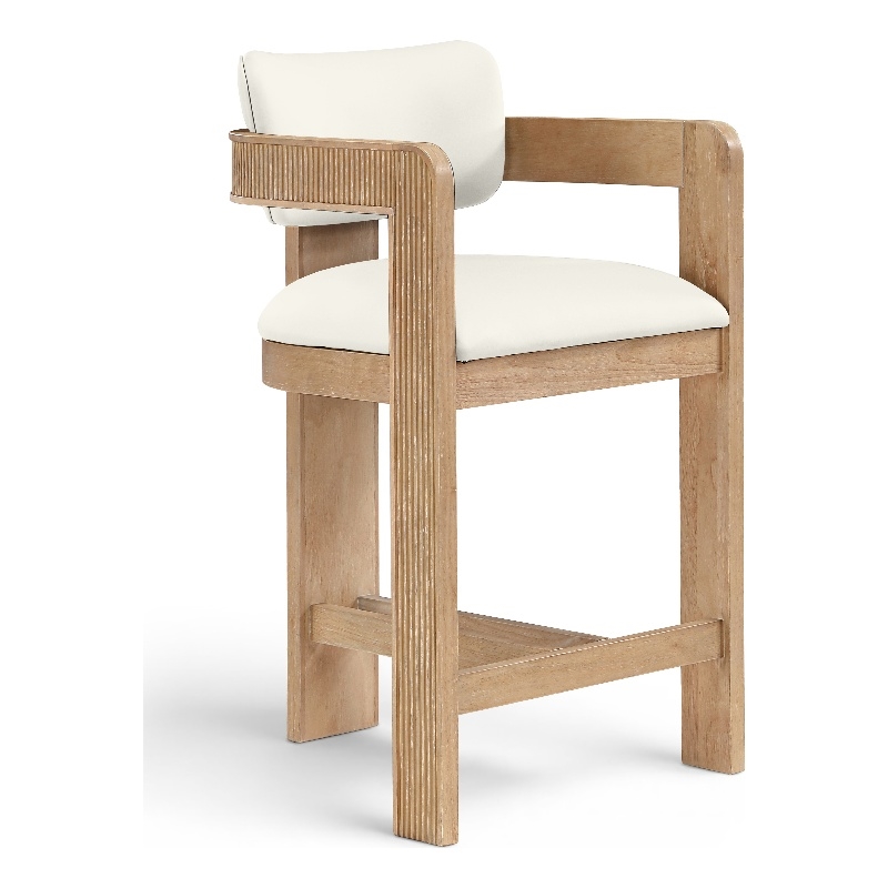 Meridian Furniture Sacha Cream Vegan Leather Upholstered Counter Stool