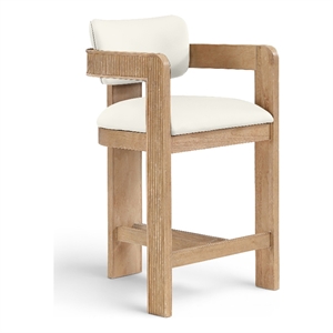 Meridian Furniture Sacha Cream Vegan Leather Upholstered Counter Stool