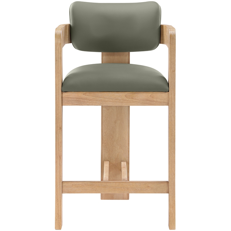 Meridian Furniture Sacha Olive Vegan Leather Upholstered Counter Stool