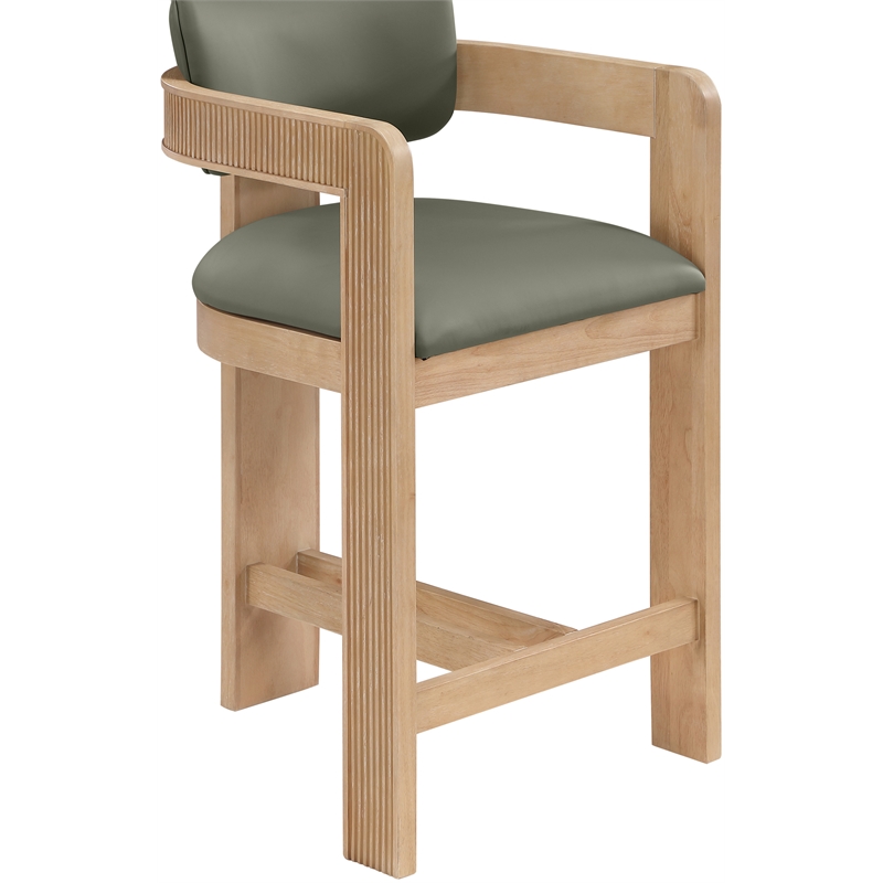Meridian Furniture Sacha Olive Vegan Leather Upholstered Counter Stool