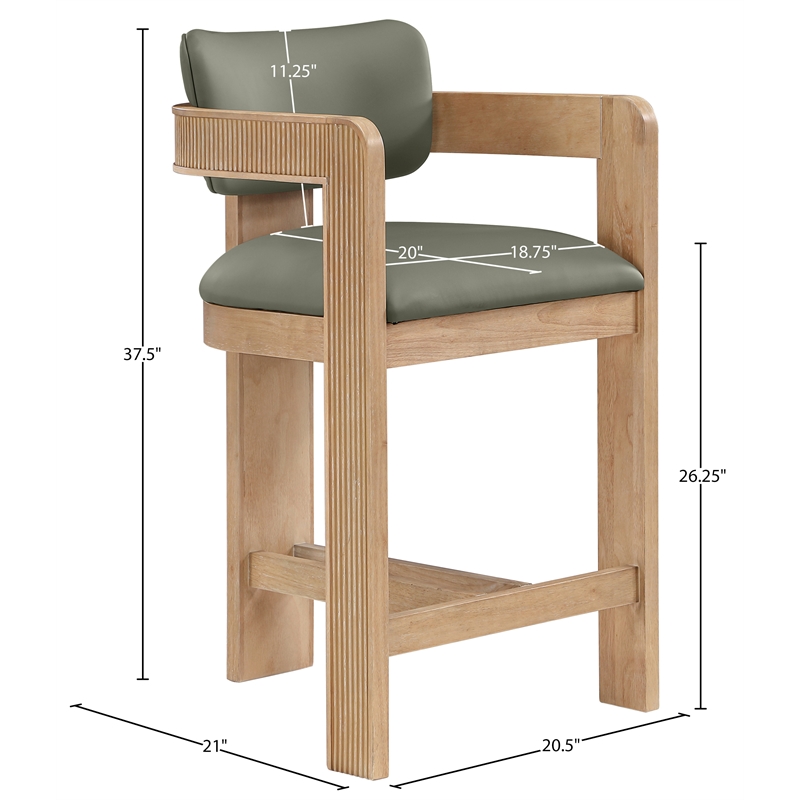 Meridian Furniture Sacha Olive Vegan Leather Upholstered Counter Stool