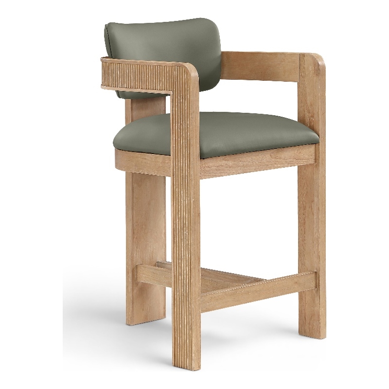 Meridian Furniture Sacha Olive Vegan Leather Upholstered Counter Stool