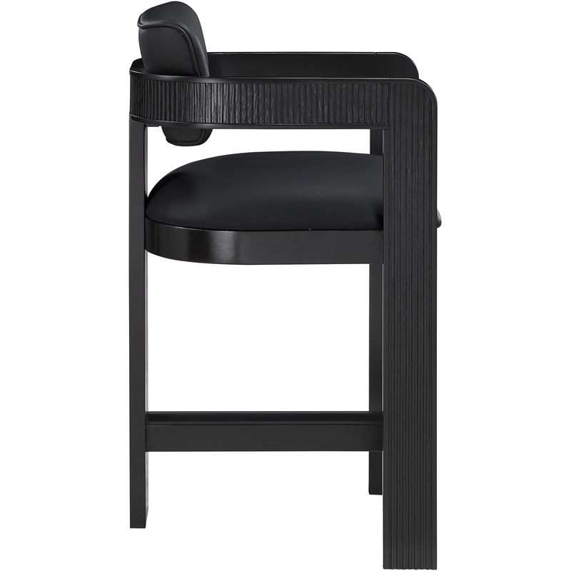Meridian Furniture Sacha Black Vegan Leather Upholstered Counter Stool