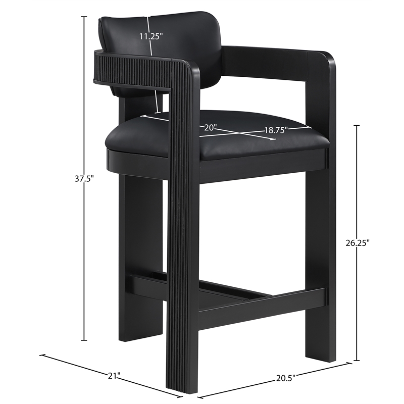 Meridian Furniture Sacha Black Vegan Leather Upholstered Counter Stool
