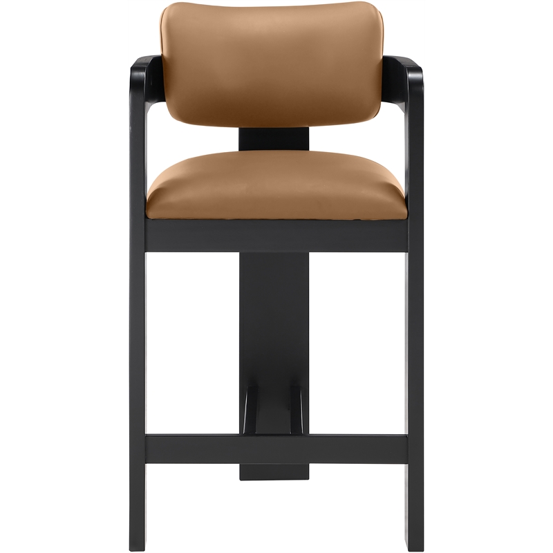 Meridian Furniture Sacha Cognac Vegan Leather Upholstered Counter Stool