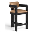 Meridian Furniture Sacha Cognac Vegan Leather Upholstered Counter Stool