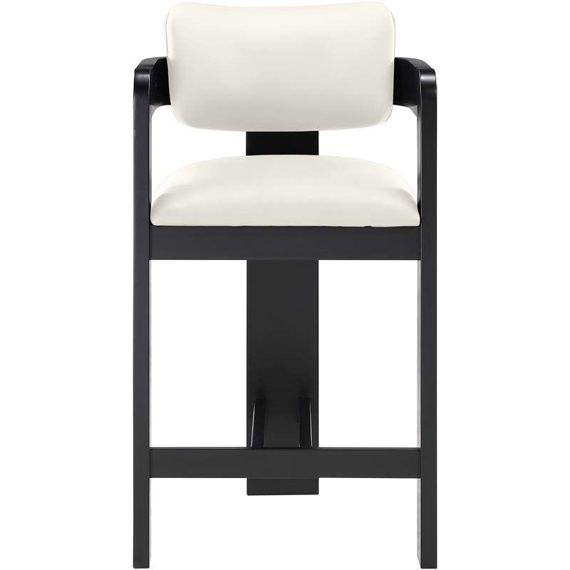 Meridian Furniture Sacha Cream Vegan Leather Upholstered Counter Stool