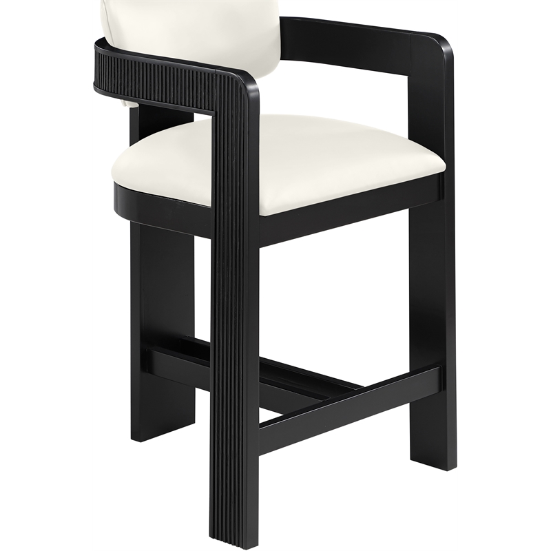 Meridian Furniture Sacha Cream Vegan Leather Upholstered Counter Stool