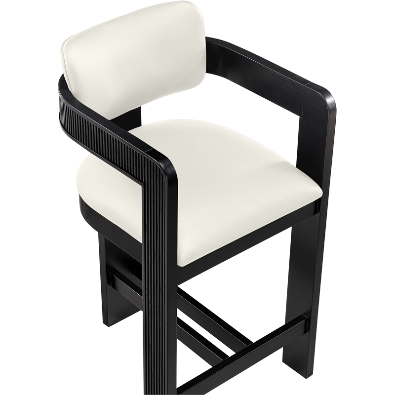 Meridian Furniture Sacha Cream Vegan Leather Upholstered Counter Stool