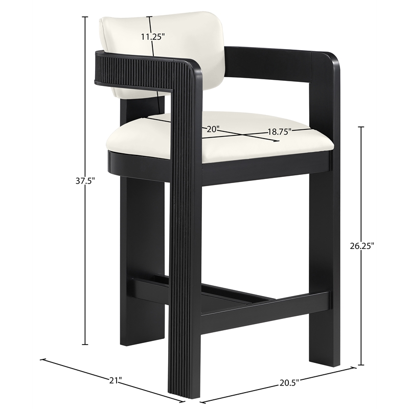 Meridian Furniture Sacha Cream Vegan Leather Upholstered Counter Stool