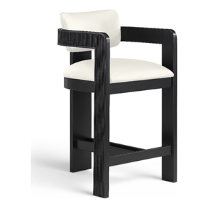 Meridian Furniture Sacha Cream Vegan Leather Upholstered Counter Stool