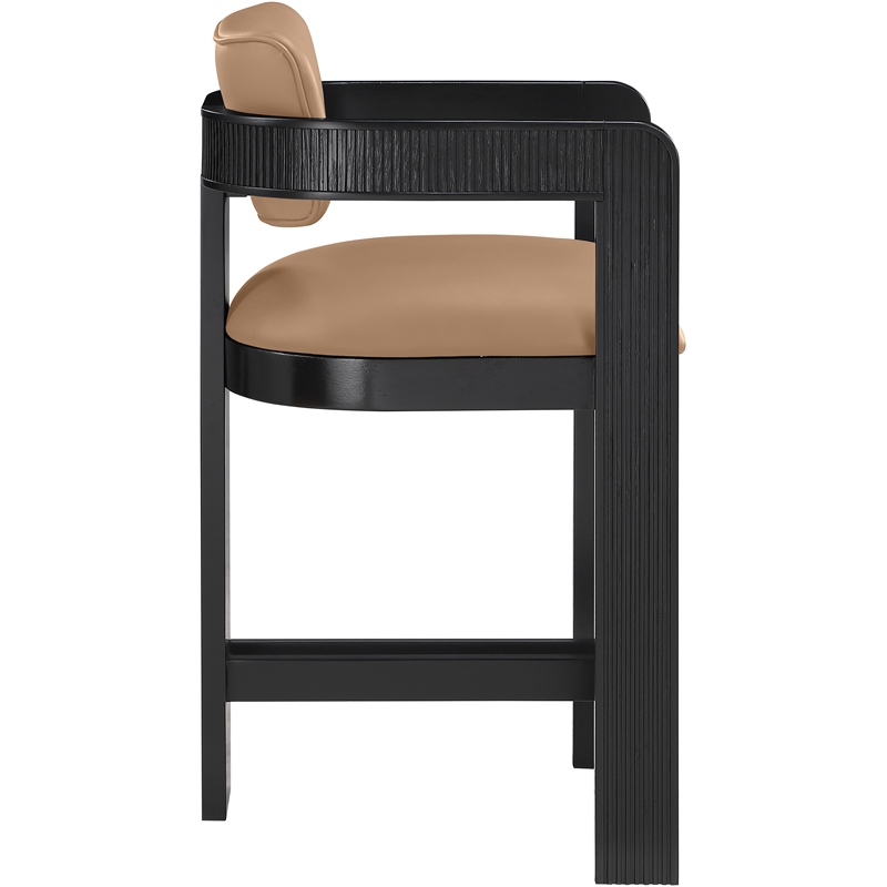 Meridian Furniture Sacha Tan Vegan Leather Upholstered Counter Stool