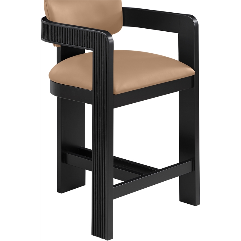 Meridian Furniture Sacha Tan Vegan Leather Upholstered Counter Stool