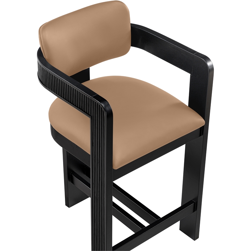 Meridian Furniture Sacha Tan Vegan Leather Upholstered Counter Stool