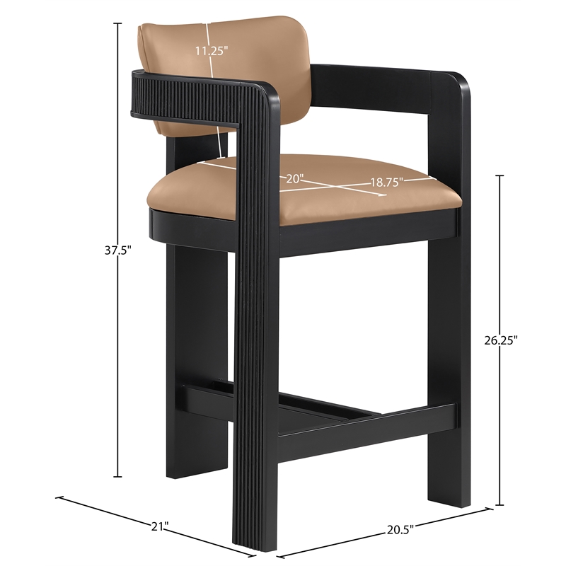 Meridian Furniture Sacha Tan Vegan Leather Upholstered Counter Stool