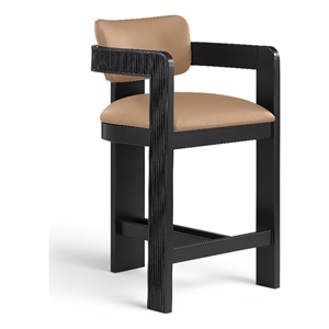 Meridian Furniture Sacha Tan Vegan Leather Upholstered Counter Stool